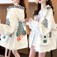 立體口袋拉鍊工裝外套女春秋新款韓版寬鬆薄款大尺碼設計感連帽上衣