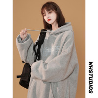 衛衣oversize小眾加絨慵懶風秋冬加厚ins潮春秋古著感連帽外套女