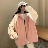 大尺碼胖MM春秋韓系鹽甜oversize衛衣外套女寬鬆學院風百搭連帽開衫