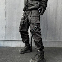 亞比朋克僱傭兵戰術褲子男山系機能風衝鋒褲飛行員傘兵重磅工裝褲