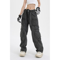 NECOYEP2023美式街頭男女潮多口袋設計感工裝褲直筒寬鬆休閒長褲