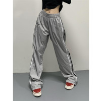 KKBBU美式復古寬鬆直筒條紋運動褲男女街頭垂地感潮流拖地休閒褲