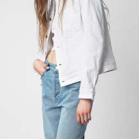 Женская джинсовая куртка, короткая белая куртка на осень, 2023