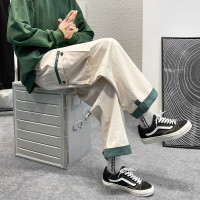 大尺碼工裝褲男春夏季闊腿直筒寬鬆顯瘦小個子褲子ins潮高街hiphop
