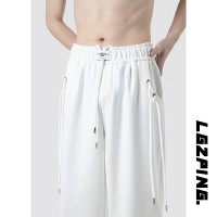 純白色褲子設計感小眾高級抽繩衛褲美式直筒高個子垂感休閒運動褲