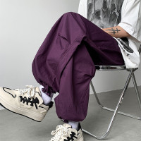 美式機能速乾紫色衝鋒褲夏季戶外冰絲尼龍工裝褲子徒步登山傘兵褲