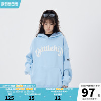 打怪 美式復古哥特字母印花連帽運動衫女春秋季潮牌情侶裝寬鬆上衣