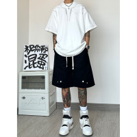 美式高街機能工裝短褲男夏季潮牌設計感抽繩半腿褲寬鬆大尺碼五分褲