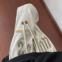 美式復古hiphop褲子男ins潮牌麂皮絨字母印花抽繩休閒褲小眾長褲