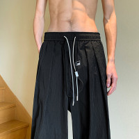 日系oversize褲子男闊腿燈籠褲美式運動長褲hiphop垂感工裝滑板褲