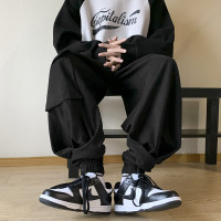 日系工裝褲束腳寬鬆古著vintage休閒褲春秋新款hiphop潮牌燈籠褲