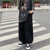 日系ins復古束腳燈籠褲學生高街抽繩闊腿工裝褲休閒長褲子男女潮