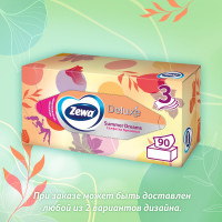 Салфетки Бумажные в коробке Zewa Deluxe Дизайн, 3 слоя, 90 шт.