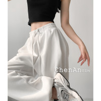 美式辣妹ins風高腰抽繩衛褲女春夏嘻哈闊腿褲直筒顯瘦運動束口褲