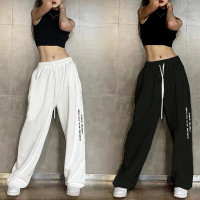 歐美嘻哈街舞hiphop高腰垂感休閒運動褲女爵士jazz跳舞束腳長褲子