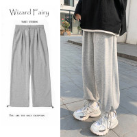 抽繩束腳運動褲女寬鬆顯瘦休閒韓版百搭垂感學生ins哈倫衛褲春秋