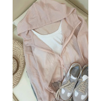 廣州十三行夏季粉色防曬衣冰絲薄款連帽短外套女2023新款上衣寬鬆