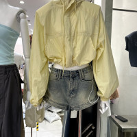 十三行春秋新款休閒寬鬆防曬薄款連帽外套小個子短款長袖襯衫女士