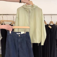 日系時尚休閒百搭連帽防曬服女夏季洋派寬鬆外搭顯瘦薄款短外套潮