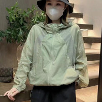 薄款連帽防曬衣女款2023新款夏季設計感鏤空上衣立領衝鋒衣短外套