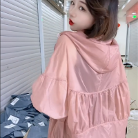 原紗型防曬衣女款夏季抗UV薄款透氣冰涼開衫連帽防曬服短外套