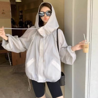 張大奕新款時尚寬鬆薄款防曬衣舒適透氣冰絲連帽抽繩休閒外套女夏