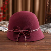 Шляпа-«Колокол» Женская, из 100% шерсти, с бантом