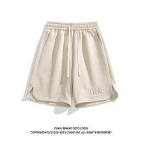 cuwu美式復古立體壓印休閒短褲女夏季新款潮牌寬鬆闊腿運動五分褲