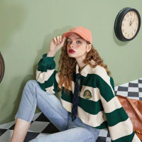 【小王子聯名】妖精的學院風條紋短版衛衣女2023秋季新款韓版上衣