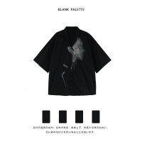 Blank palette|模糊人像上衣設計感小眾女暗黑系襯衫設計感高級