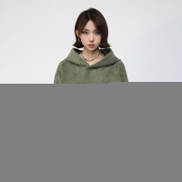 F CURVE原創重磅印花高街小眾麂皮連帽運動衫國潮男女加厚帽衫情侶