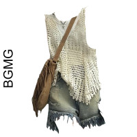 清倉撿漏大牌女波西米亞辣妹復古鏤空針織背心女時尚外搭罩衫上衣