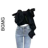 特價清倉女裝品牌荷葉邊襯衫女早春設計感小眾喇叭袖甜辣長袖上衣