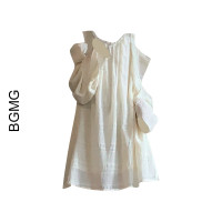 甜美別致露肩洋裝夏季2023新款法式小眾設計感洋派溫柔短裙女潮