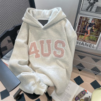 美式chic港味加絨加厚oversize衛衣女秋冬國潮小眾不撞款連帽外套