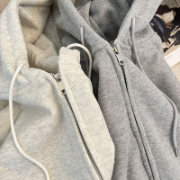 衛衣外套女春秋冬開衫灰色運動套裝拉鍊2023連帽早秋新款早春秋季