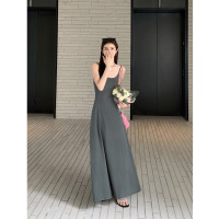 MULVAN 針織洋裝女修身吊帶裙2023新款大裙擺顯瘦氣質長版裙子