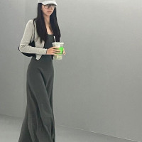 性感辣妹修身顯瘦包臀裙高質量吊帶洋裝優雅灰色長裙子女裝夏季