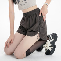 冰絲運動工裝短褲女夏季薄款顯瘦百搭休閒寬鬆高腰a字闊腿熱褲