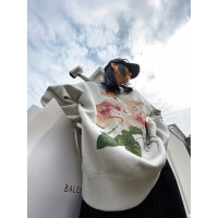 Acestudios 花朵印花厚棉T女潮圓領套頭2021春秋新款薄款休閒上衣