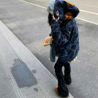 潮牌鯊魚衛衣女秋冬新款加絨加厚寬鬆潮ins小眾歐美高街拉鍊外套