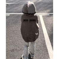 2023春秋季美式港風overisze連帽運動衫女設計感別致歐美上衣女國潮