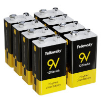 Yellowsky 9v 1200mah USB & Type-c 1,000 раз перезаряжаемый Ploymer Li-Ion Bettery микрофон