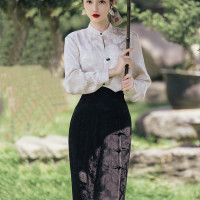 新中式女裝中國風洋裝改良旗袍民國復古上衣半身裙禪意套裝秋季