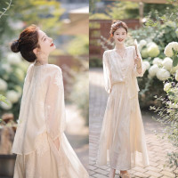 夏季流行新中式國風防曬套裝女2023年新款小香風上衣半身裙兩件套