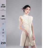 COTRE 東方骨 花間集 新中式1/4吋套筒扳手袖改良旗袍洋裝夏季23年新款