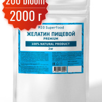 Желатин пищевой говяжий Miosuperfood PREMIUM для приготовления желе 87% белка (коллаген), аналог агар агар, все для выпечки, ингредиенты для десертов, холодца, рыбного и мясного заливного. 2000г