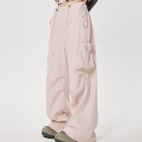 珍珍很懶 辣妹設計感多口袋工裝褲夏季新款百搭直筒寬鬆休閒褲子