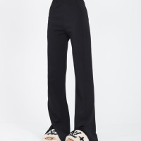 ZZHenL 巨巨巨顯瘦辣妹子彈力修身微喇叭開叉長褲垂感顯腿長休閒