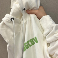 白色早秋薄款厚棉T女春秋2023新款爆款美式連帽衫外套韓系慵懶風厚